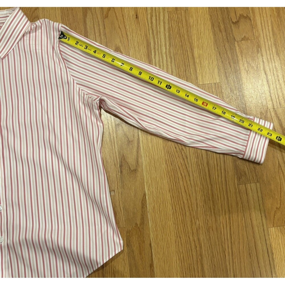 Coldwater Creek Shirt Womens 12 Pink Stripe Button Front 100% Cotton Preppy NEW - Picture 5 of 9
